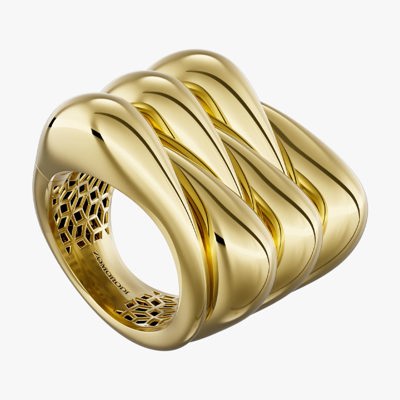 Wide 18K Gold Fractal Ring Code 30337